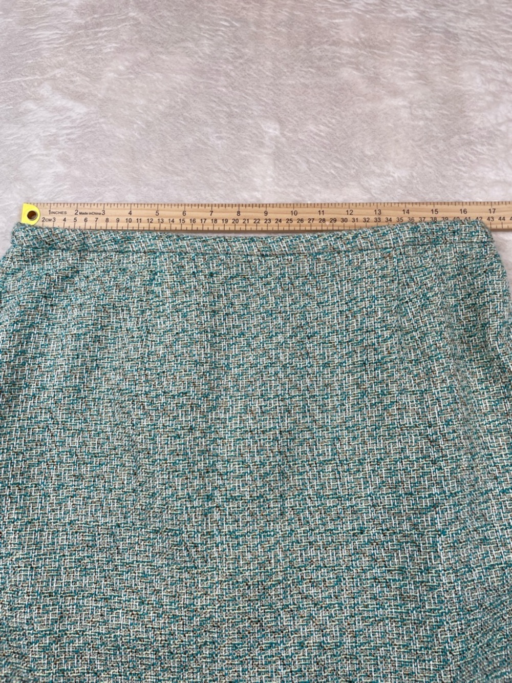 Sag Harbor Teal and Green Tweed Pencil Skirt - Picture 3 of 7